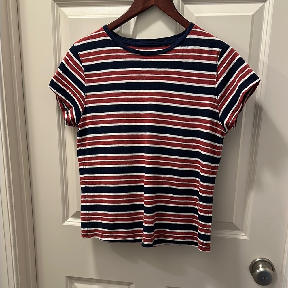 Aerie Striped Navy and Red Short Sleeve Tee